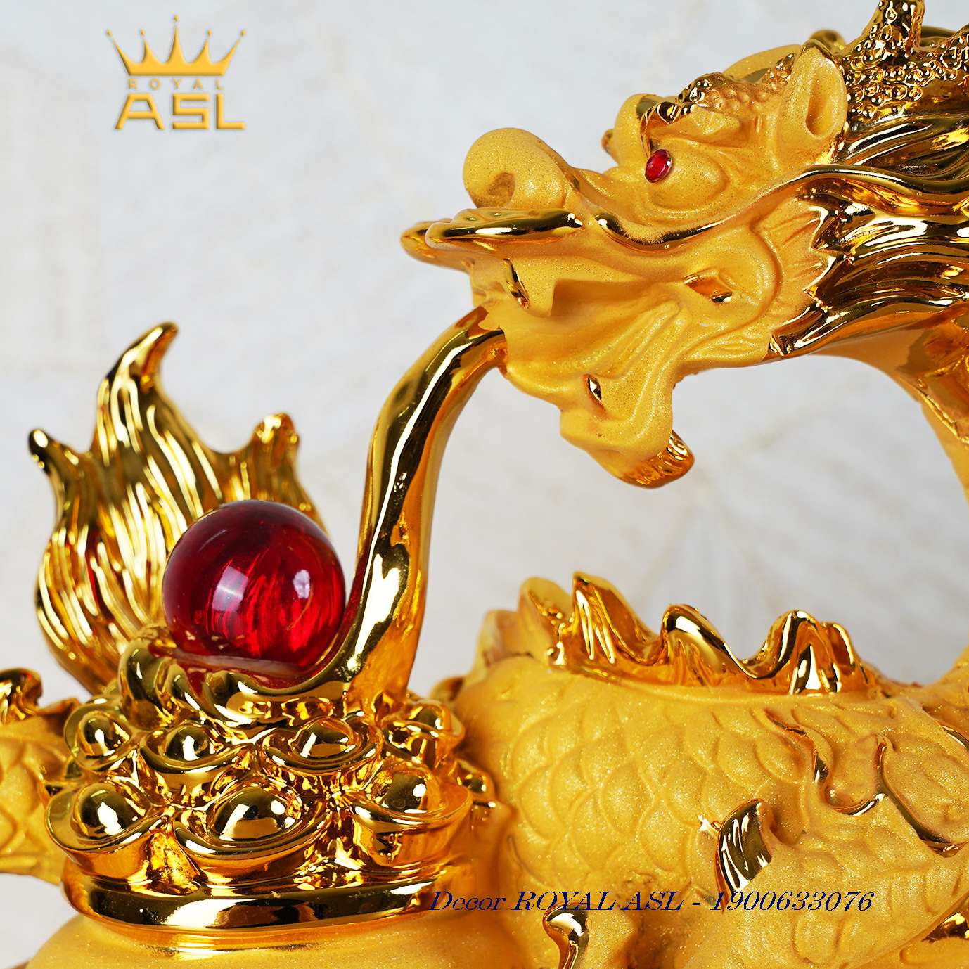 Rồng Mạ Vàng Tài Lộc - Có Ngọc Trân Châu - RMV01-2