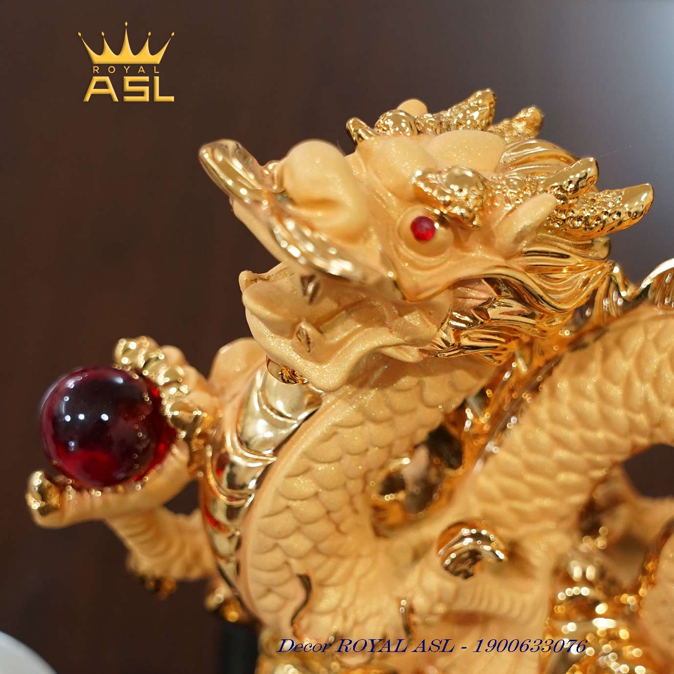 Rồng Mạ Vàng Chiêu Tài Lộc - Có Ngọc Trân Châu - RMV01