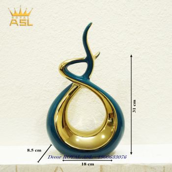 Decor Gốm Sứ Nghệ Thuật Hình Xoắn Phong Cách Trừu Tượng– Xanh Lục Bảo Mạ Vàng-BG050