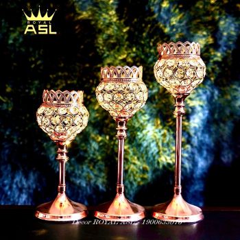 Chân Nến Trang Trí Để Bàn Hình Ly Rượu Sang Trọng - Cỡ Thấp (25.5*9.5cm) CN006