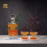 Bô Bình  Rượu Versace Whisky Pha Lê Kiểu Pháp-Họa Tiết Dát Nổi Vàng Hình Mặt Chiến Binh Versace -Đáy Khuyết Lõm Chữ Nhật-BRV 0110