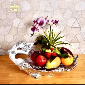 Đĩa Đựng Trái Cây Thủy Tinh Nghệ Thuật Thiếu Nữ Nằm Gợi Cảm - Màu Trắng Bạc - DTT0004