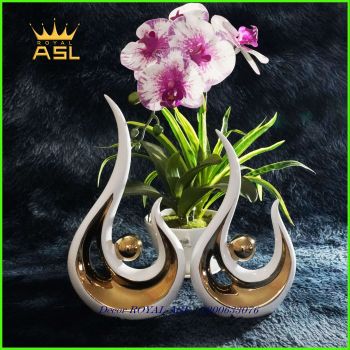 Decor Nghệ Thuật Gốm Sứ Mắt Ngọc Phong Cách Trừu Tượng-Trắng Mạ Vàng-BG001