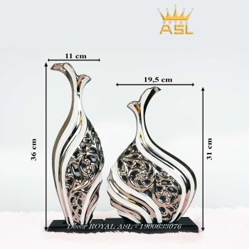 Cặp Bình Gốm Cao Cấp - Màu Trắng Xám - BG03