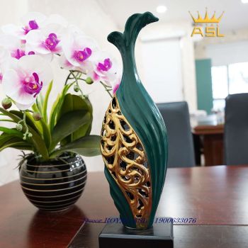 Bình Gốm Cao Cấp - Màu Xanh Vàng - Cao - BG041