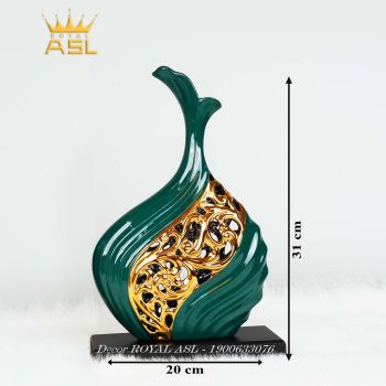 Bình Gốm Cao Cấp - Màu Xanh Vàng - Thấp - BG042