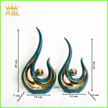 Decor Nghệ Thuật Gốm Sứ Mắt Ngọc Xanh Lục Bảo Phong Cách Trừu Tượng-Mạ Vàng-BG043