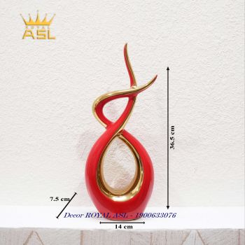 Decor Gốm Sứ Nghệ Thuật Hình Xoắn Phong Cách Trừu Tượng–Màu Đỏ Mạ Vàng-BG051