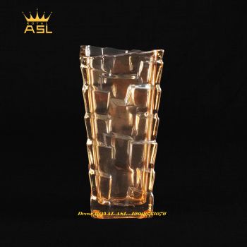 Lọ Hoa Thủy Tinh Họa Tiết Sần Nổi Lập Thể-Phong Cách Vintage Ấn Tượng-Màu Nâu Trà-Cao 25cm-BH0030