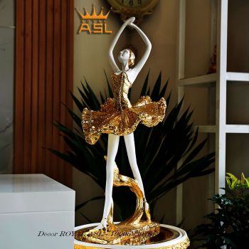 Tượng Trang Trí Phòng Khách- Vũ Công Múa Bale Ấn Tượng-Phong Cách Hiện Đại - Màu Vàng Kim- CG002