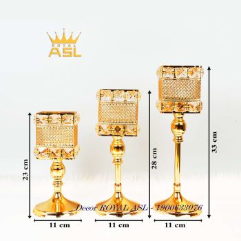 Chân Nến Trang Trí Bàn Tiệc Hình Ly Vuông Sang Trọng - Cỡ Thấp (11*23cm) CN009