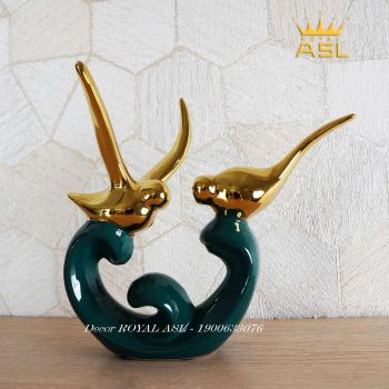 Decor Đôi Chim Sứ Cao Cấp Trang Trí - Màu Xanh - DC11