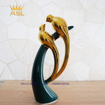Decor Cặp Chim Uyên Ương Đậu Trên Ngà Voi - Màu Xanh Lục-DC18