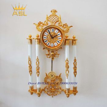 Đồng Hồ 6 Trụ Pha Lê Có Chân Đế Cẩm Thạch Mạ Vàng Phong Cách Tân Cổ Điển  Họa Tiết Ấn Tượng-DH0103