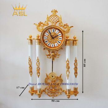 Đồng Hồ 6 Trụ Pha Lê Có Chân Đế Cẩm Thạch Mạ Vàng Phong Cách Tân Cổ Điển  Họa Tiết Ấn Tượng-DH0103