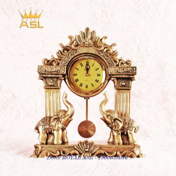 ĐỒNG HỒ ĐỂ BÀN CẶP VOI TÀI LỘC PHONG CÁCH TÂN CỔ ĐIỆN-MÀU VÀNG ĐỒNG-DH101