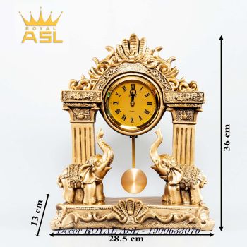 ĐỒNG HỒ ĐỂ BÀN CẶP VOI TÀI LỘC PHONG CÁCH TÂN CỔ ĐIỆN-MÀU VÀNG ĐỒNG-DH101