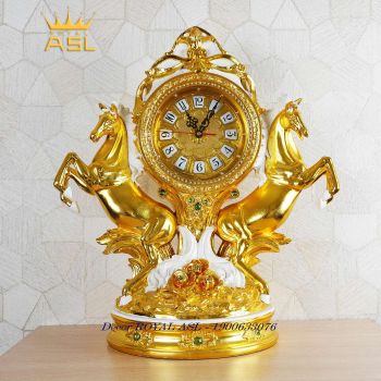 Đồng Hồ Để Bàn Song Mã Phong Cách Tân Cổ Điển - Màu Vàng - DH14