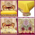 Bộ Chăn Ra Gối 8 Món Gấm Lụa Royal Golden Silk-Phong Cách Hoàng Gia Quý Tộc-Màu Vàng Hoa Hồng-DR0105