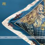 Bộ Ra Gối 6 Món Royal Blue Gấm Lụa Thêu -Màu Xanh Ngọc Hoa Văn Vàng-Giường 1,8-2m-Mã SP: DR0109