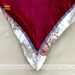 Bộ Chăn Ra Gối Luxury RoseSatin Gấm Lụa - Họa Tiết Hoa Văn Thêu Cách Điệu –Màu Hồng Xám-Bộ 8 Món-DR0112