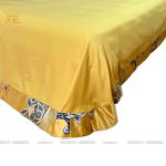 Bộ Drap Gối 6 món Satin Gấm Lụa Royal Gold phong cách Hoàng gia- Họa Tiết Hoa Văn Thêu Cách Điệu –Màu Vàng Xám -DR0114