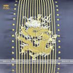 Bộ Ra Gối 8 món Satin Gấm Lụa Đế Vương Gold Dragon King - Họa Tiết Rồng Vàng-Màu Tím Vàng-King Size-DR0115