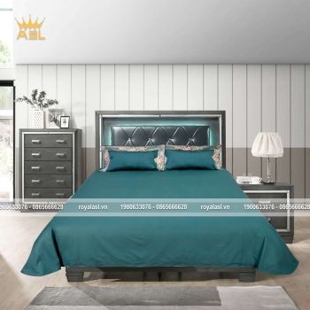 Bộ Drap Gối 4 Món Lụa Satin Xanh Ngọc Bích Luxury Jade Green Silk Satin Thanh Lịch –Họa Tiết Thêu Hoa -King Size-DR0119