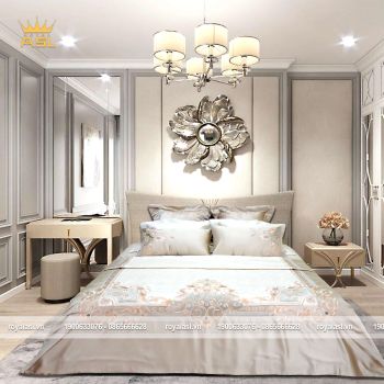 Bộ Drap Gối 8 Món Cotton Lụa Satin Nâu Sang Trọng Noble Brown-Màu Kem Mix Xám, Nâu - Họa Tiết Hoa Văn Thêu Nâu Trắng-DR0123