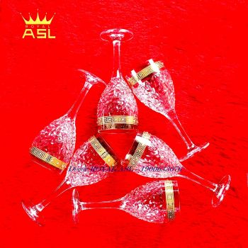 Bộ Bình Rượu Versase whisky Tiệp Khắc -Chạm Nổi Kim Cương, Viền Chỉ Vàng Đính Đá -300ml BRV0103