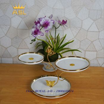 Khay Trái Cây, Bánh Kẹo 3 Tầng Ấn tượng-Màu Trắng -DTT108