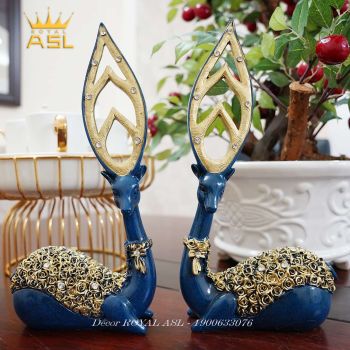 Cặp Nai Sừng Cá Tính Hút Tài Lộc - Màu Xanh - HN064