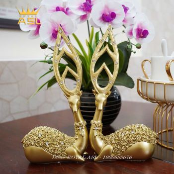 Cặp Nai Sừng Cá Tính Hút Tài Lộc - Màu Vàng - HN065