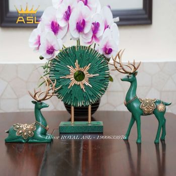 Decor Để Bàn Bộ Hươu Nai Hút Tài Lộc - Màu Xanh Lá Cây - HN071