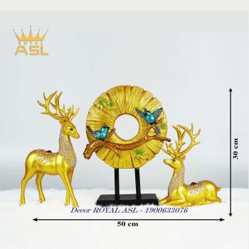 Bộ Hươu Nai Cao Cấp Hút Tài Lộc Hưng Vượng - Màu Vàng - HN072