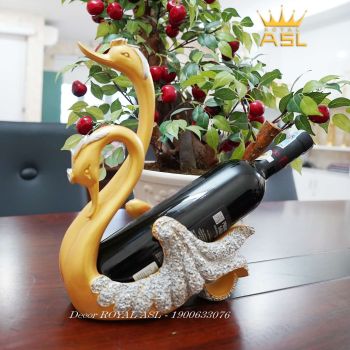 Kệ Để Rượu Vang Đôi Chim Thiên Nga - Màu vàng - KR10