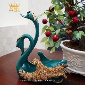 Kệ Để Rượu Vang Đôi Chim Thiên Nga - Màu Xanh - KR12