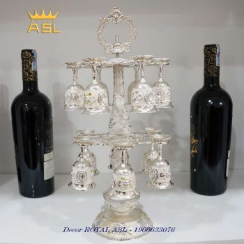 Bộ Ly Rượu Và Giá Móc Ly - Phong Cách Châu Âu - Màu Trắng - LR02