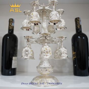 Bộ Ly Rượu Và Giá Móc Ly - Phong Cách Châu Âu - Màu Trắng - LR02