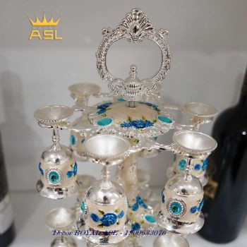 Bộ Ly Rượu Và Giá Móc Ly - Phong Cách Châu Âu - Màu Xanh - LR04