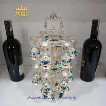 Bộ Ly Rượu Và Giá Móc Ly - Phong Cách Châu Âu - Màu Xanh - LR04