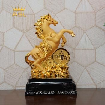 Tượng Ngựa Mạ Vàng Phong Thủy Chiêu Tài Đón Lộc - Size lớn - NMV03