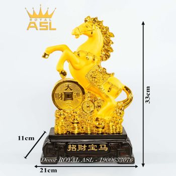 Tượng Ngựa Mạ Vàng Phong Thủy Chiêu Tài Đón Lộc - Size lớn - NMV03