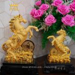 Tượng Ngựa Mạ Vàng Phong Thủy Chiêu Tài Đón Lộc - Size lớn - NMV03