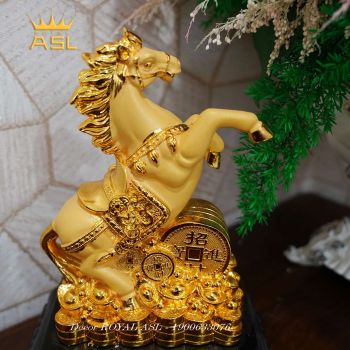 Tượng Ngựa Mạ Vàng Phong Thủy Chiêu Tài Đón Lộc - Size nhỏ - NMV04