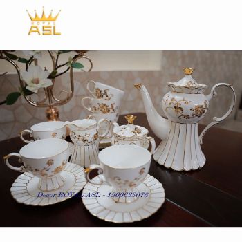 Bộ Ấm Trà Trà Họa Tiết Hoa Vàng Đẳng Cắp Châu Âu-Bộ 9 MÓN - PK215