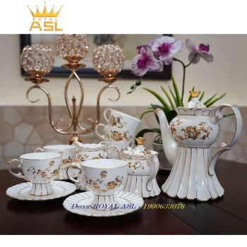 Bộ Ấm Trà Trà Họa Tiết Hoa Vàng Đẳng Cắp Châu Âu-Bộ 9 MÓN - PK215