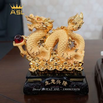 Rồng Mạ Vàng Chiêu Tài Lộc - Có Ngọc Trân Châu - RMV01