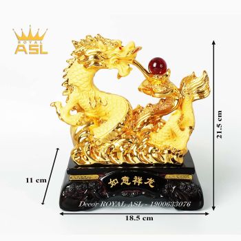 Rồng Mạ Vàng Cát Tinh Tài Lộc - Có Ngọc Trân Châu  - RMV03