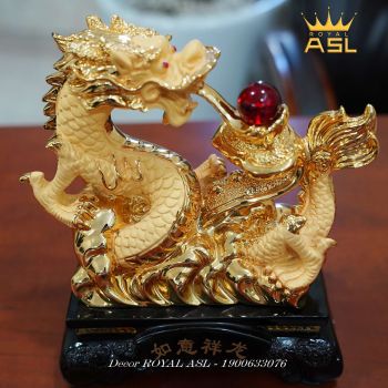 Rồng Mạ Vàng Cát Tinh Tài Lộc - Có Ngọc Trân Châu  - RMV03